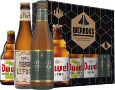 Bierboks met Belgisch zwaar blond en tripel